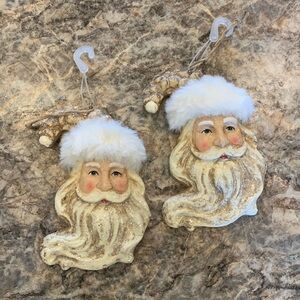 Santa Ornaments, set of 2, ceramic